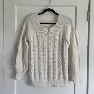 New York & Co. Soho Off-The-Shoulder Pearl Sweater